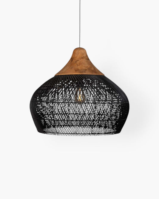 Rattan Pendant Light - Eco-Friendly Dimmable Hanging Lamp for Kitchen and Living Room 2