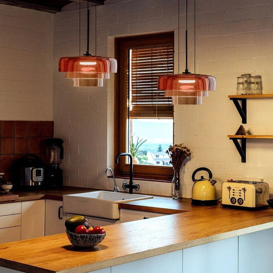 Handcrafted Glass Ceiling Light with Adjustable Cord – Orange, Green, Gray Options 5