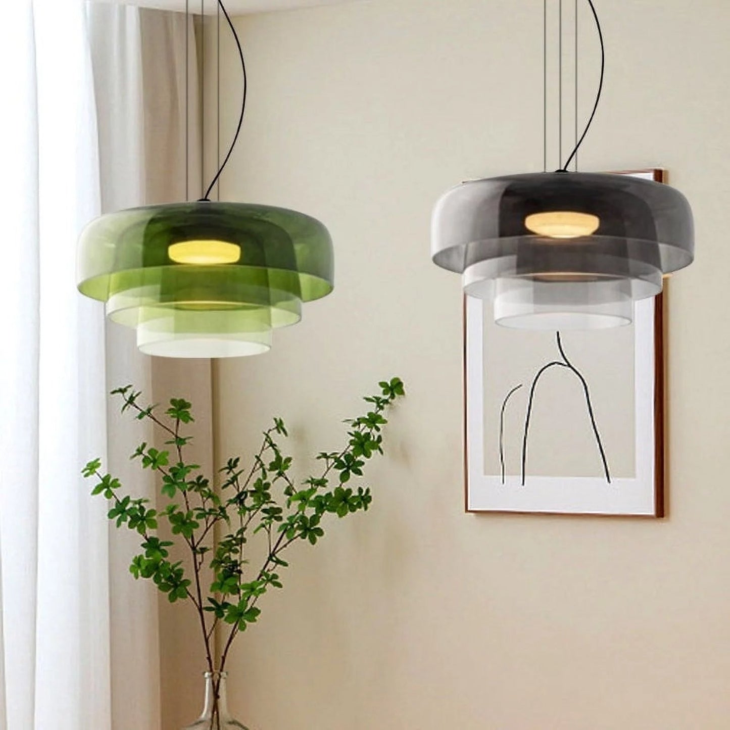 Handcrafted Glass Ceiling Light with Adjustable Cord – Orange, Green, Gray Options 4