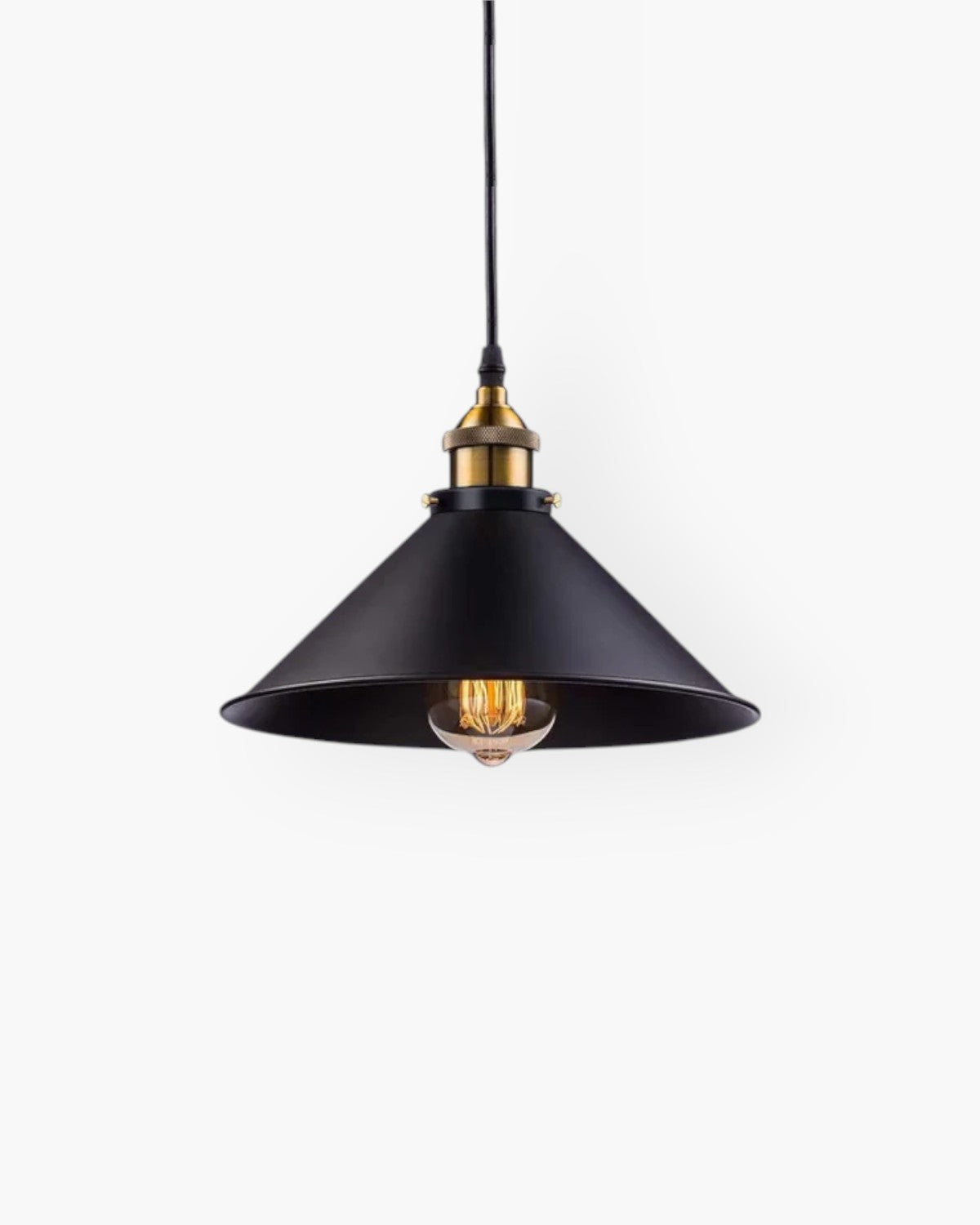 Black Pendant Lamp – Industrial Modern Hanging Light with Adjustable Height and Gold Interior 1