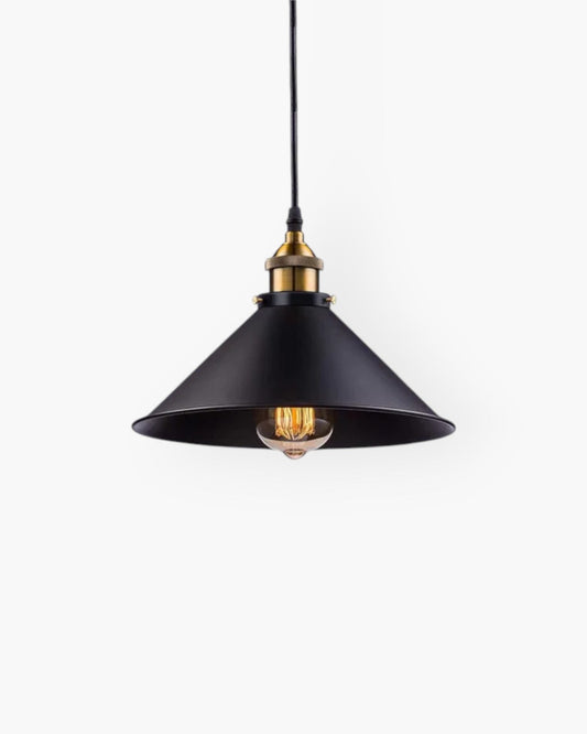 Black Pendant Lamp – Industrial Modern Hanging Light with Adjustable Height and Gold Interior 1