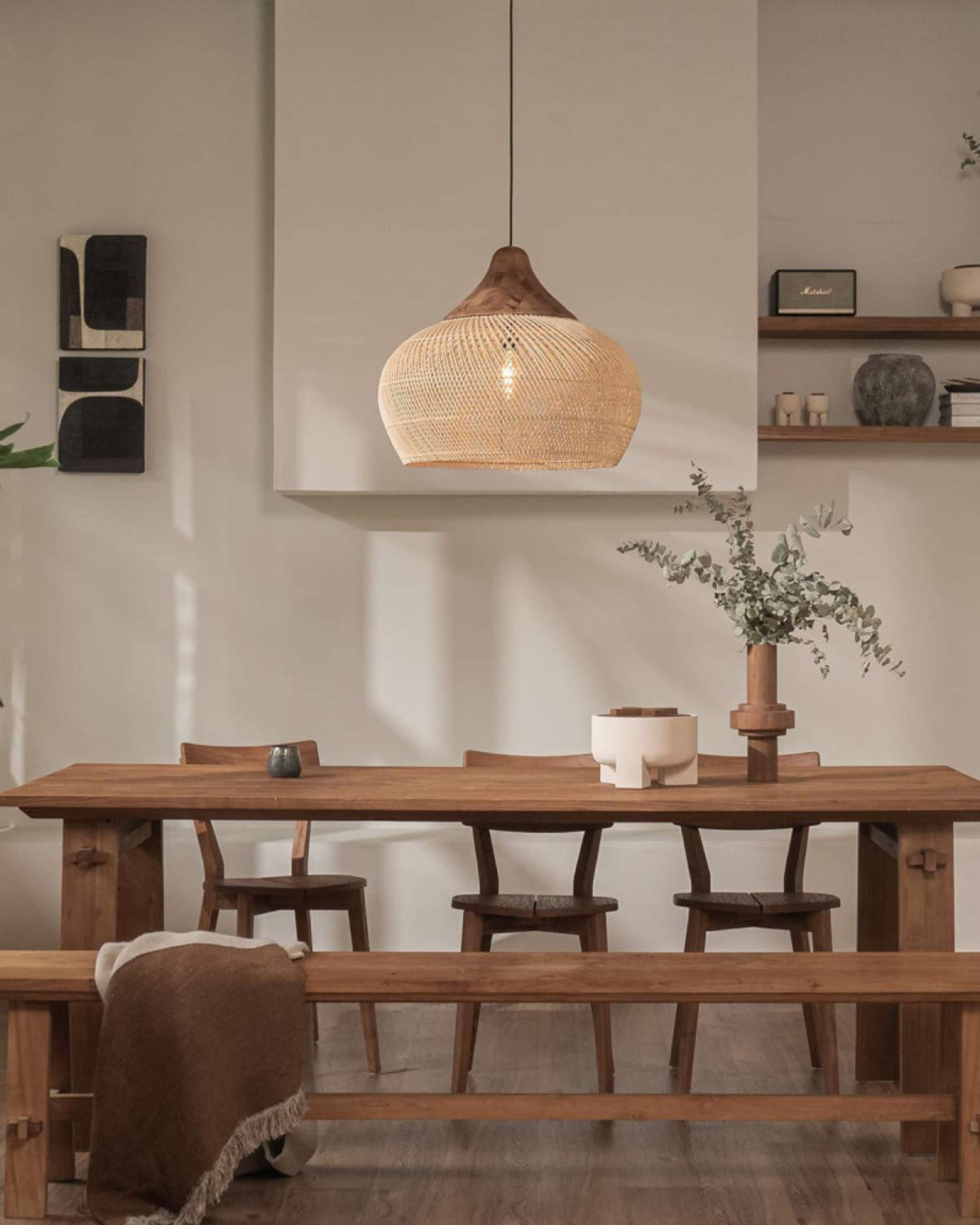 Rattan Pendant Light - Eco-Friendly Dimmable Hanging Lamp for Kitchen and Living Room 3