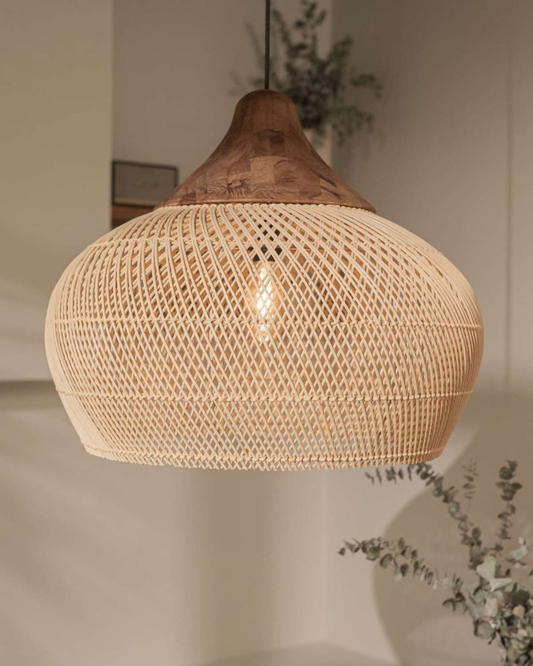 Rattan Pendant Light - Eco-Friendly Dimmable Hanging Lamp for Kitchen and Living Room 5
