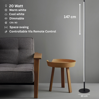 Modern Black/White/Gold Floor Lamp with Dimmable LED Light and Remote Control