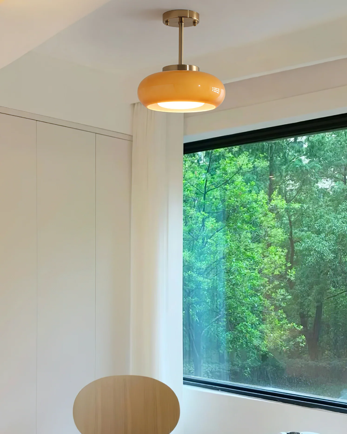 Elegant Glass Pendant Lamp – Gold-Toned Iron Frame, 18 cm Height, 40 cm Diameter 5