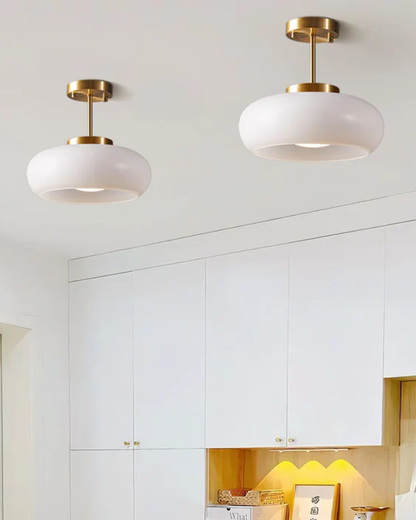 Elegant Glass Pendant Lamp – Gold-Toned Iron Frame, 18 cm Height, 40 cm Diameter 3