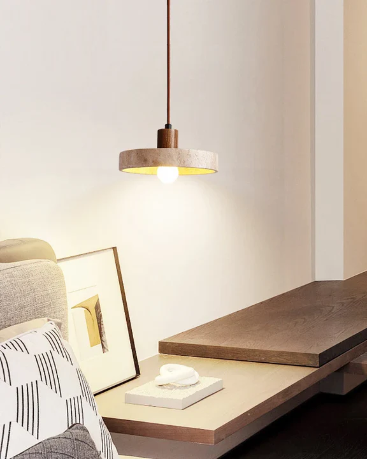 Elegant Travertine Pendant Lamp – Minimalist Kitchen Pendant Lighting for Cozy Spaces 4