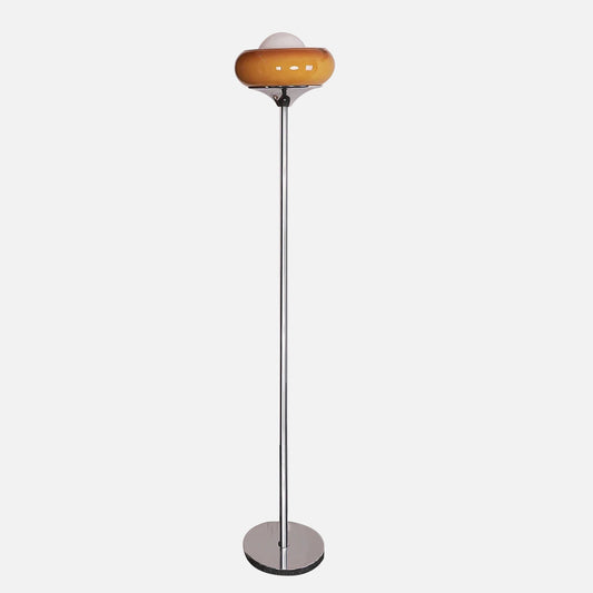 Elegant Retro Floor and Table Lamp with Frosted Glass Shade – Red and Yellow LED Lights 1