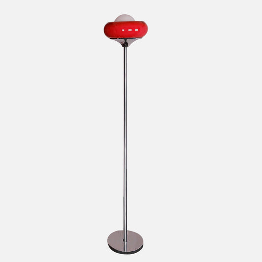 Elegant Retro Floor and Table Lamp with Frosted Glass Shade – Red and Yellow LED Lights 2