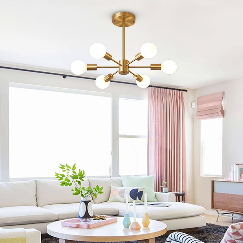 Modern 6-Light Sputnik Chandelier Lighting – Adjustable Brass Ceiling Fixture 3