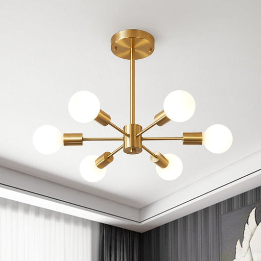 Modern 6-Light Sputnik Chandelier Lighting – Adjustable Brass Ceiling Fixture 2