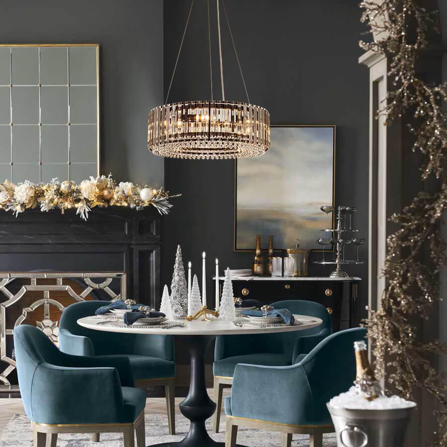 Modern Round Crystal Chandelier – Adjustable Drum Design with 6 Bulb Capacity 5