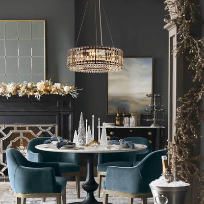 Modern Round Crystal Chandelier – Adjustable Drum Design with 6 Bulb Capacity 5