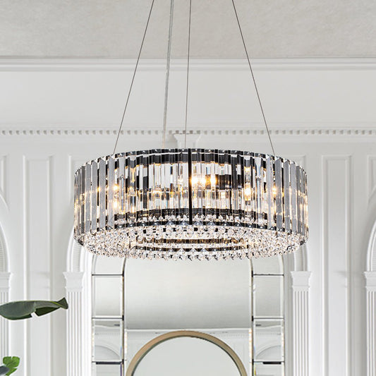 Modern Round Crystal Chandelier – Adjustable Drum Design with 6 Bulb Capacity 1