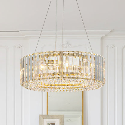 Modern Round Crystal Chandelier – Adjustable Drum Design with 6 Bulb Capacity 3