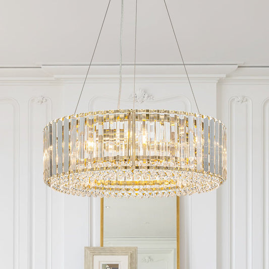 Modern Round Crystal Chandelier – Adjustable Drum Design with 6 Bulb Capacity 3