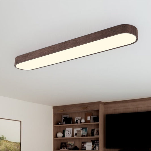 Oval LED Flush Mount Ceiling Light with Adjustable Color and Wood Grain Finish 4